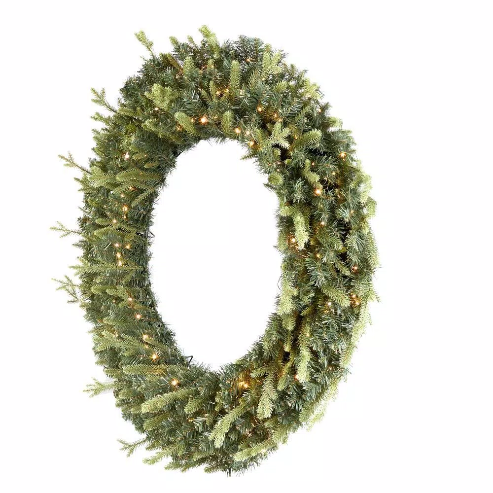 Home Accents Holiday 48 in. Jackson Noble Fir Artificial Wreath with 200 Warm White LED Micro Dot Lights
