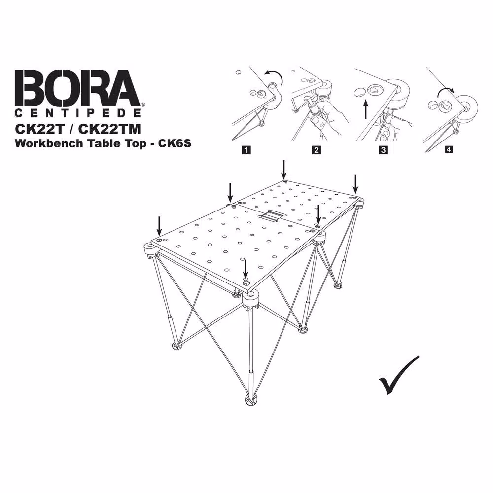 BORA Centipede 24 in. x 48 in. Heavy-Duty Workbench Top with 3/4 in. Dog Holes