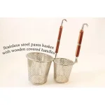 ExcelSteel 6.25 in. Stainless Steel Pasta Basket with Wood Covered Handles thumbnail 5