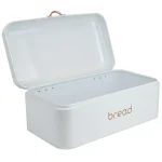 Home Basics White Grove Modern Bread Box with Rose Gold Handle - Stainless Steel Kitchen Storage thumbnail 3