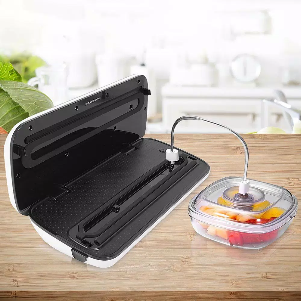 NutriChef 1L Vacuum Sealer Food Storage Container, White Air Sealing Canister Accessory