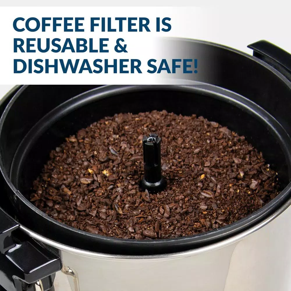 HomeCraft 30-Cup Stainless Steel Electric Coffee Urn with Reusable Filter