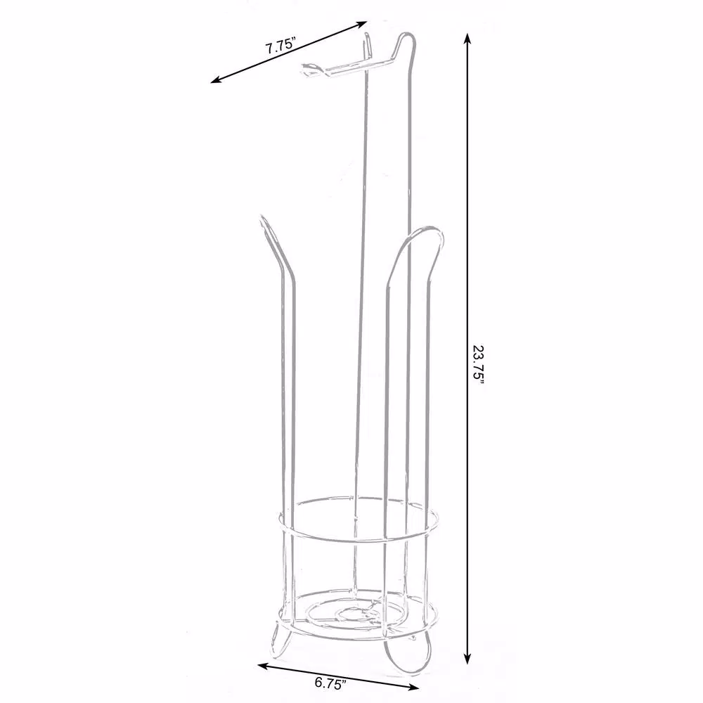 Basicwise Chrome Wire Metal Freestanding Toilet Paper Holder and Magazine Storage Rack