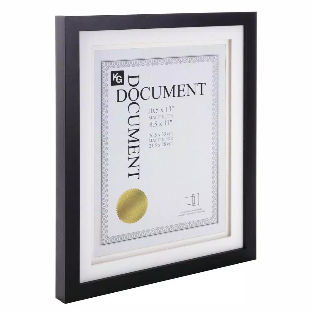 KG Kieragrace KG Morgan Double Mat Photo Frame, Black, 11.5 x 14 in. (Holds 8.5 x 11 in. Document)