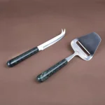 Creative Home Stainless Steel Cheese Cutter and Knife Set with Natural Green Marble Handles (2-Piece) thumbnail 2