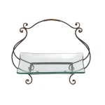 LITTON LANE 20 in. x 17 in. New Traditional Iron and Glass Cartouche Plate Server thumbnail 2