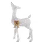 Home Accents Holiday 4 ft LED White Deer with Gold Bow, 80 Warm White Lights, Indoor/Outdoor Yard Decoration thumbnail 1