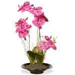 National Tree Company 17.32 in. Pink Silk Orchid Floral Arrangement in Black Ceramic Pot thumbnail 2