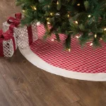 VHC Brands 48 in. Red Plaid Christmas Farmhouse Tree Skirt with Flannel Lining thumbnail 4