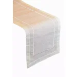 Lintex Harper Border Linen Look Table Runner, 13 x 72 in, Ivory thumbnail 1