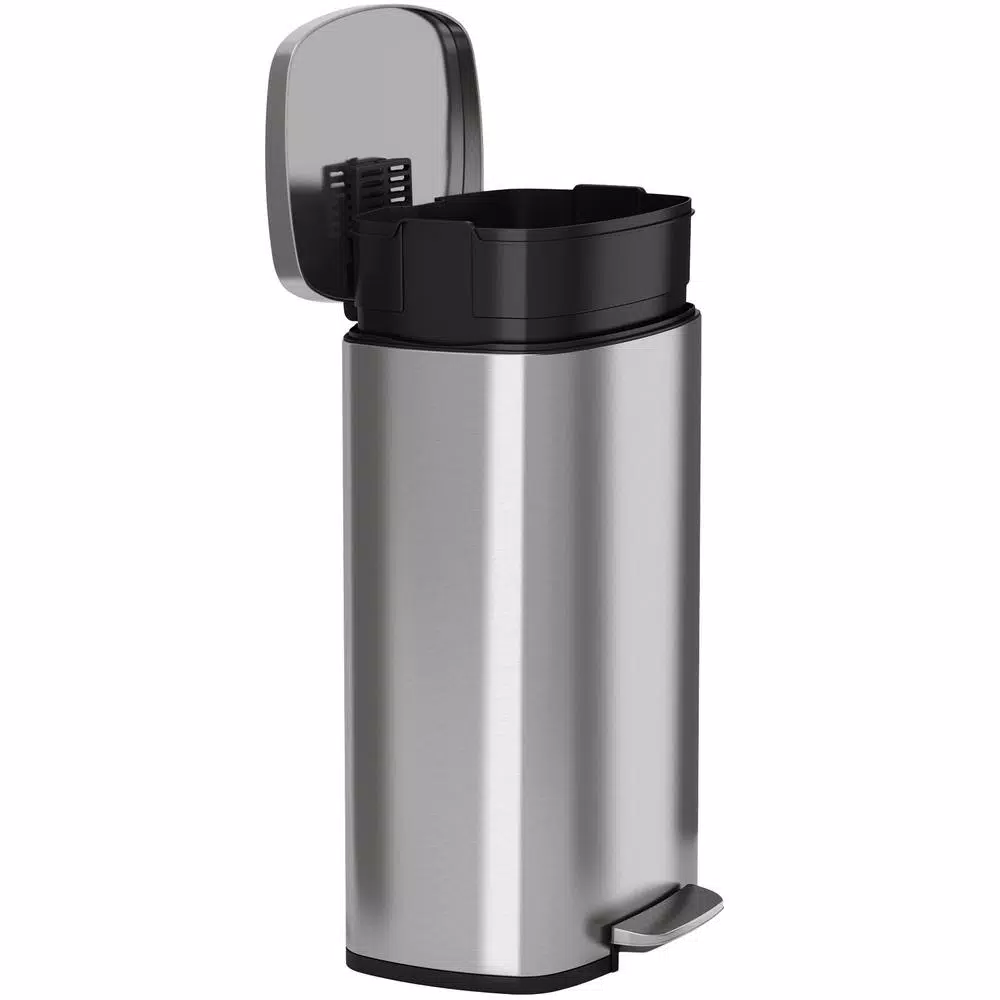 iTouchless SoftStep 8 Gal. Stainless Steel Step Trash Can with Odor Filter and Removable Inner Bucket