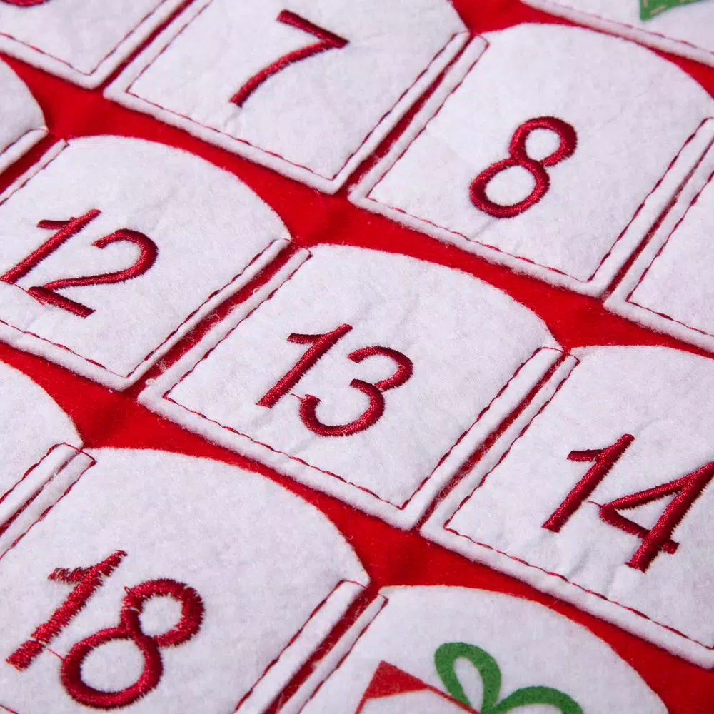 Glitzhome 36 in. Oversized 3D Santa Countdown Christmas Stocking with Plaid Cuff