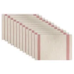 RITZ Red Stripe Reversible Woven Indoor Outdoor Placemats, 19 x 13 in, Set of 12 thumbnail 1