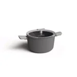 BergHOFF Leo 5.8 qt. Aluminum Nonstick Stock Pot with Glass Lid, Grey thumbnail 1