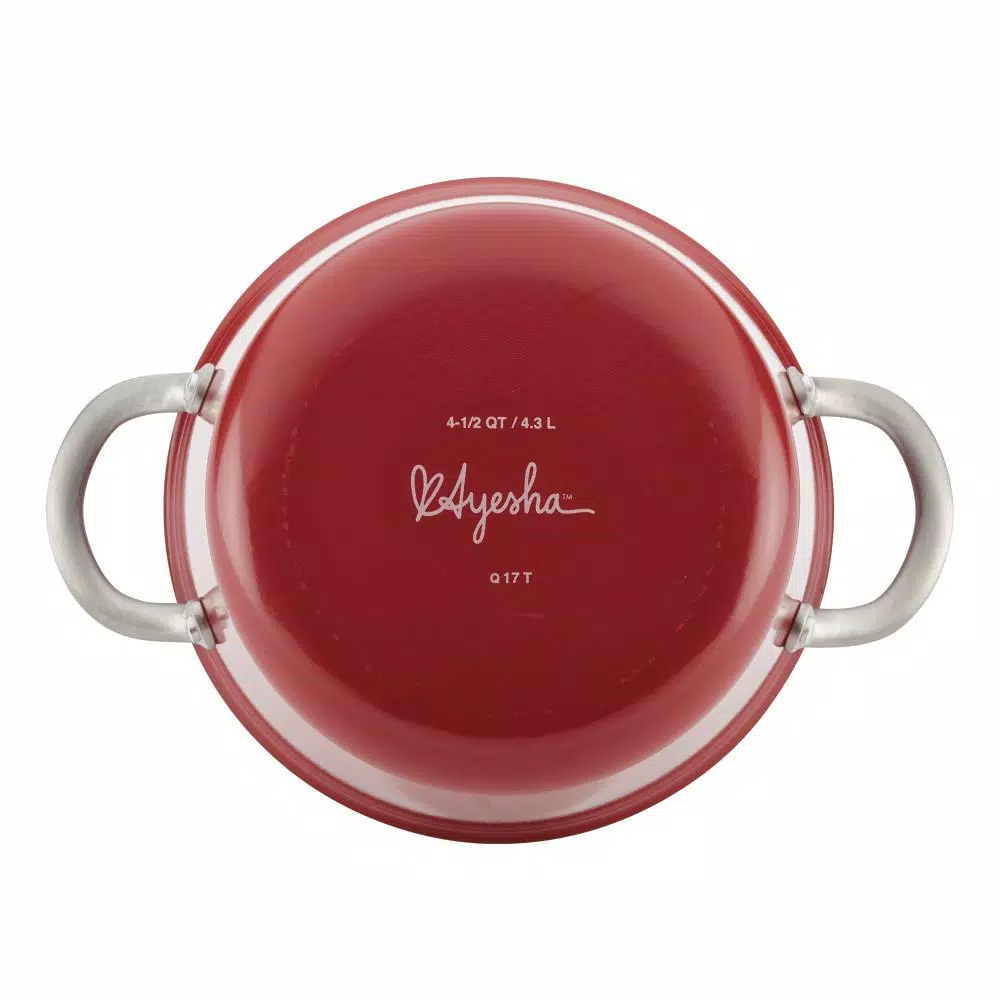 Ayesha Curry Ayesha Home Collection 4.5 Qt. Porcelain Enamel Nonstick Covered Saucepot - Sienna Red