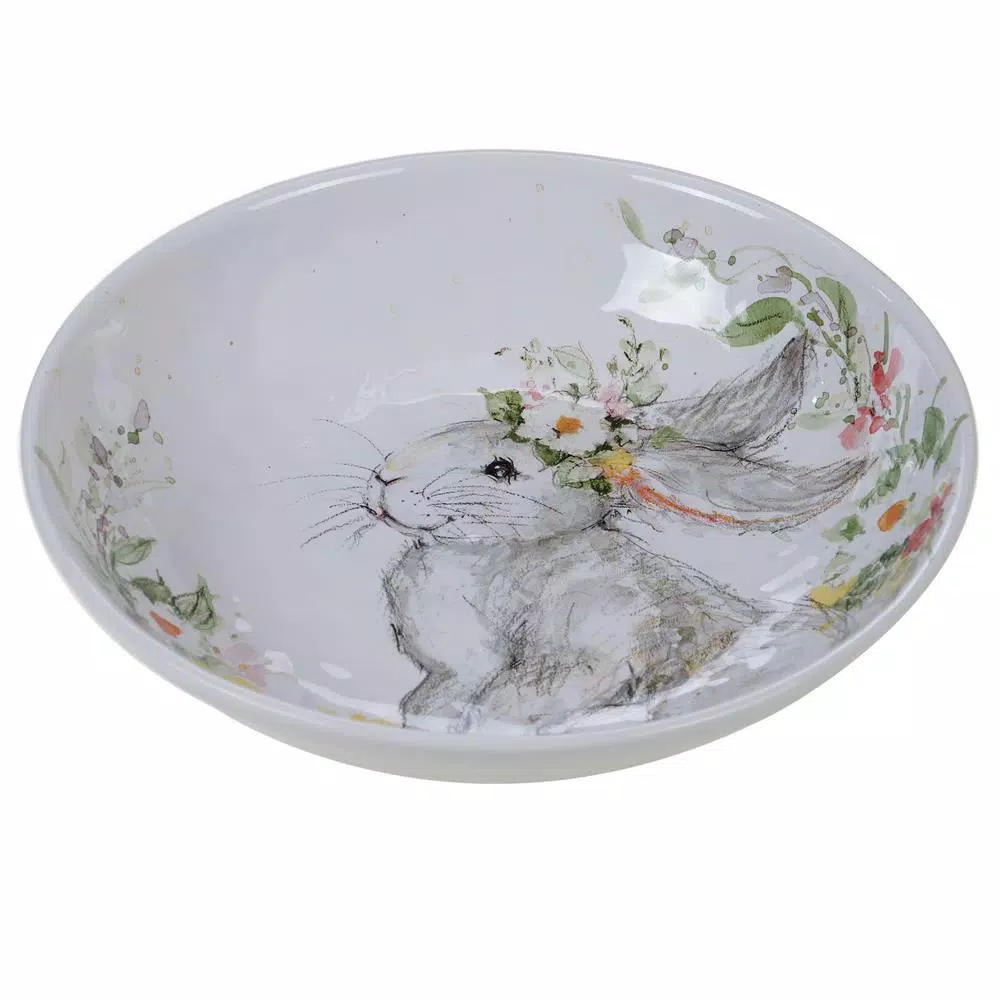 Certified International Sweet Bunny 13 in. Multicolored Earthenware Serving Bowl