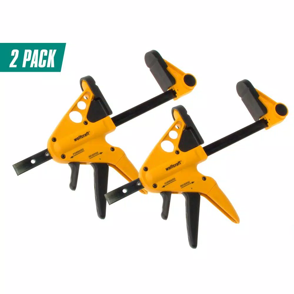 Wolfcraft 2-Pack Professional Quick-Release 1-Hand Bar Clamps and Spreader, 6 in. to 14 in.