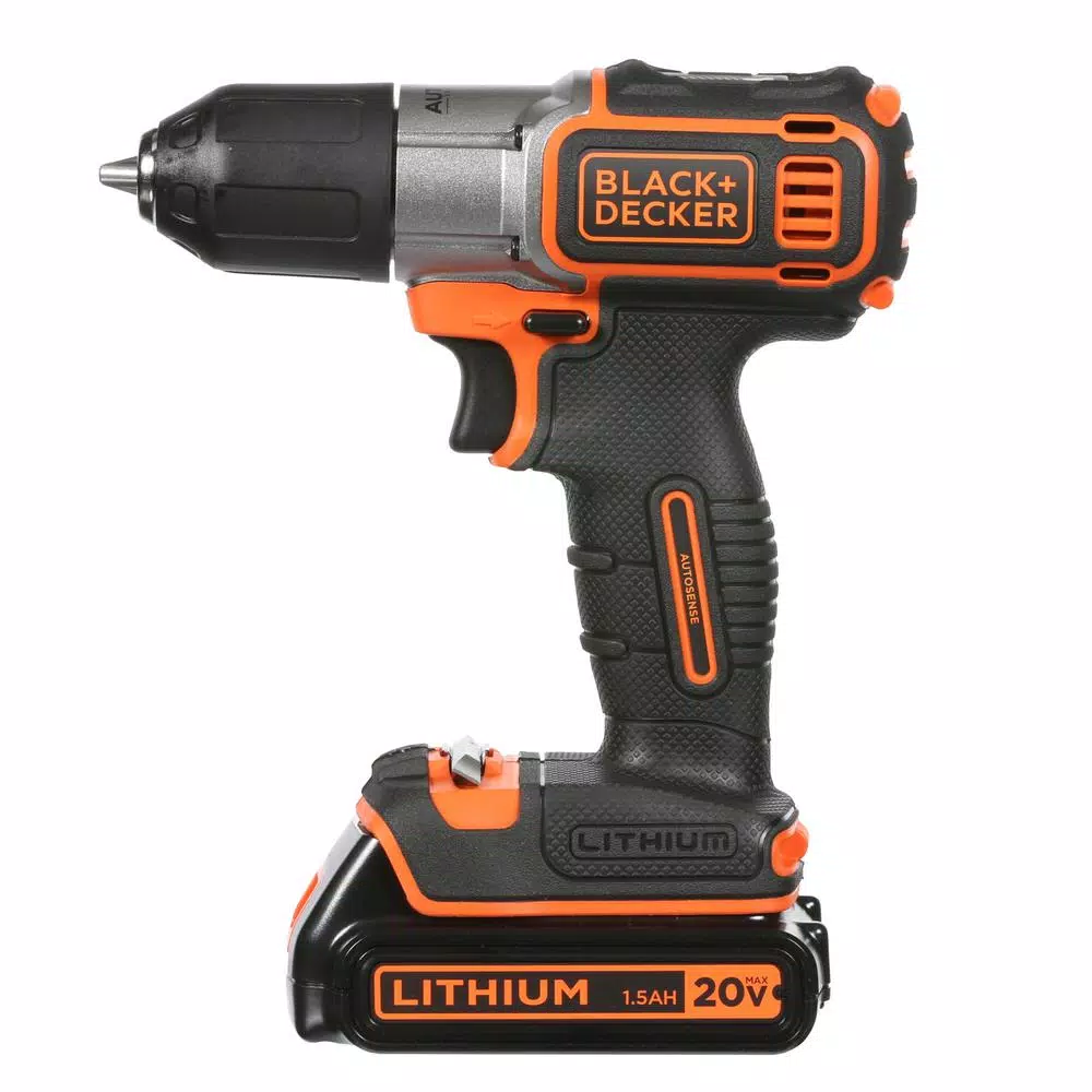 BLACK+DECKER 20V MAX Cordless Drill/Driver with Autosense Technology, 1.5 Ah Battery and Charger