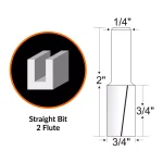 WEN 3/4 in. Straight 2-Flute Carbide Tipped Router Bit with 1/4 in. Shank thumbnail 2