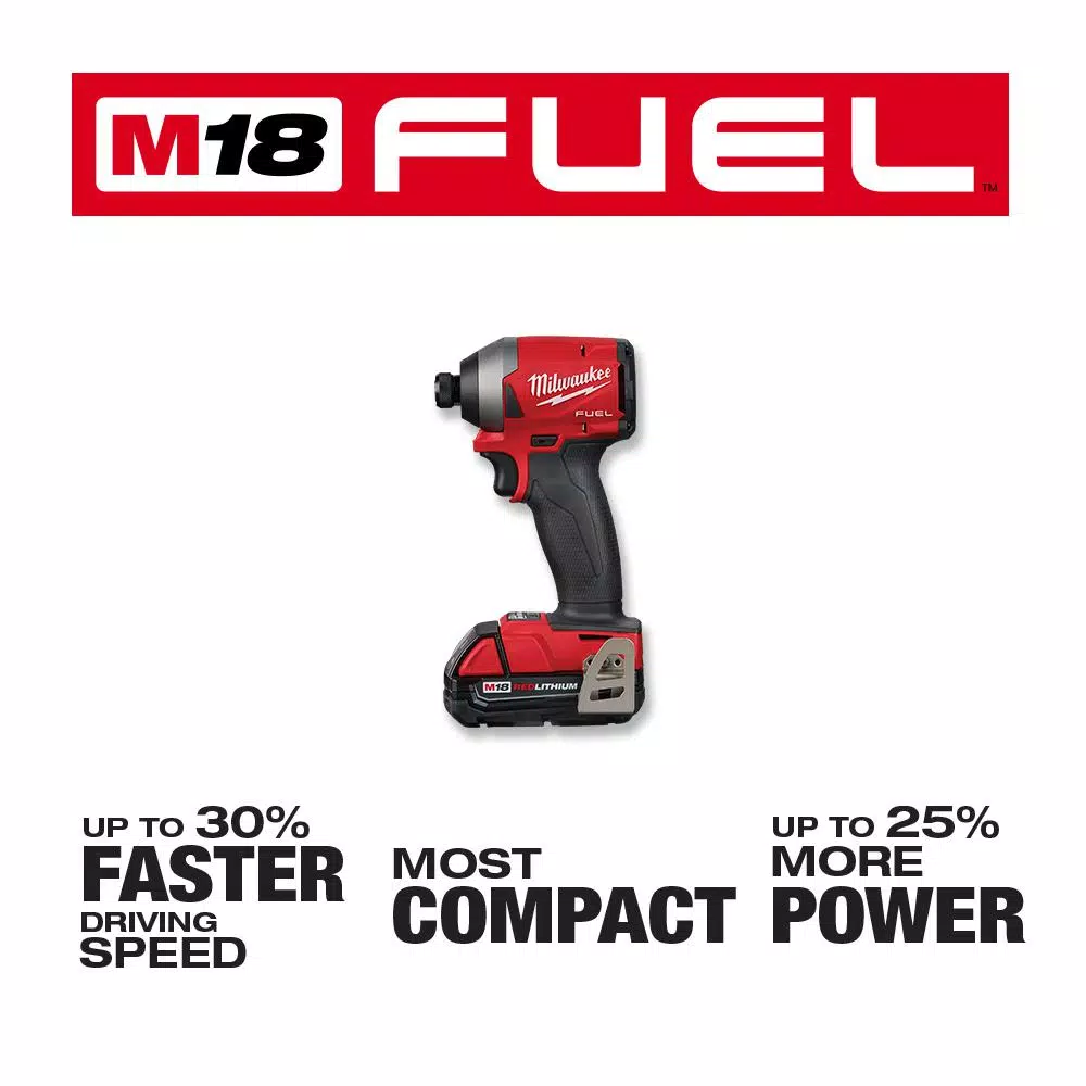 Milwaukee M18 FUEL 1/4 in. Hex Impact Driver Kit with (2) 2.0Ah Batteries, Charger, and Hard Case