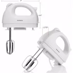 Ovente HM161 5-Speed 150W Electric Hand Mixer with Chrome Beaters and Snap-On Storage Case, White thumbnail 3