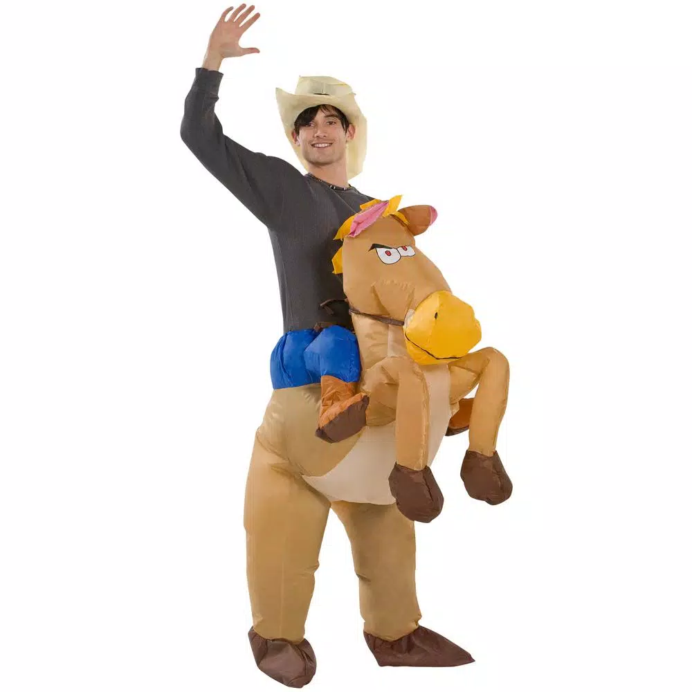 Gemmy Adult Inflatable Riding On Horse Costume - Funny Halloween Costume