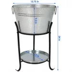 Sunnydaze Decor Pebbled Galvanized Steel 5-Gallon Ice Bucket Drink Cooler with Stand and Tray thumbnail 3