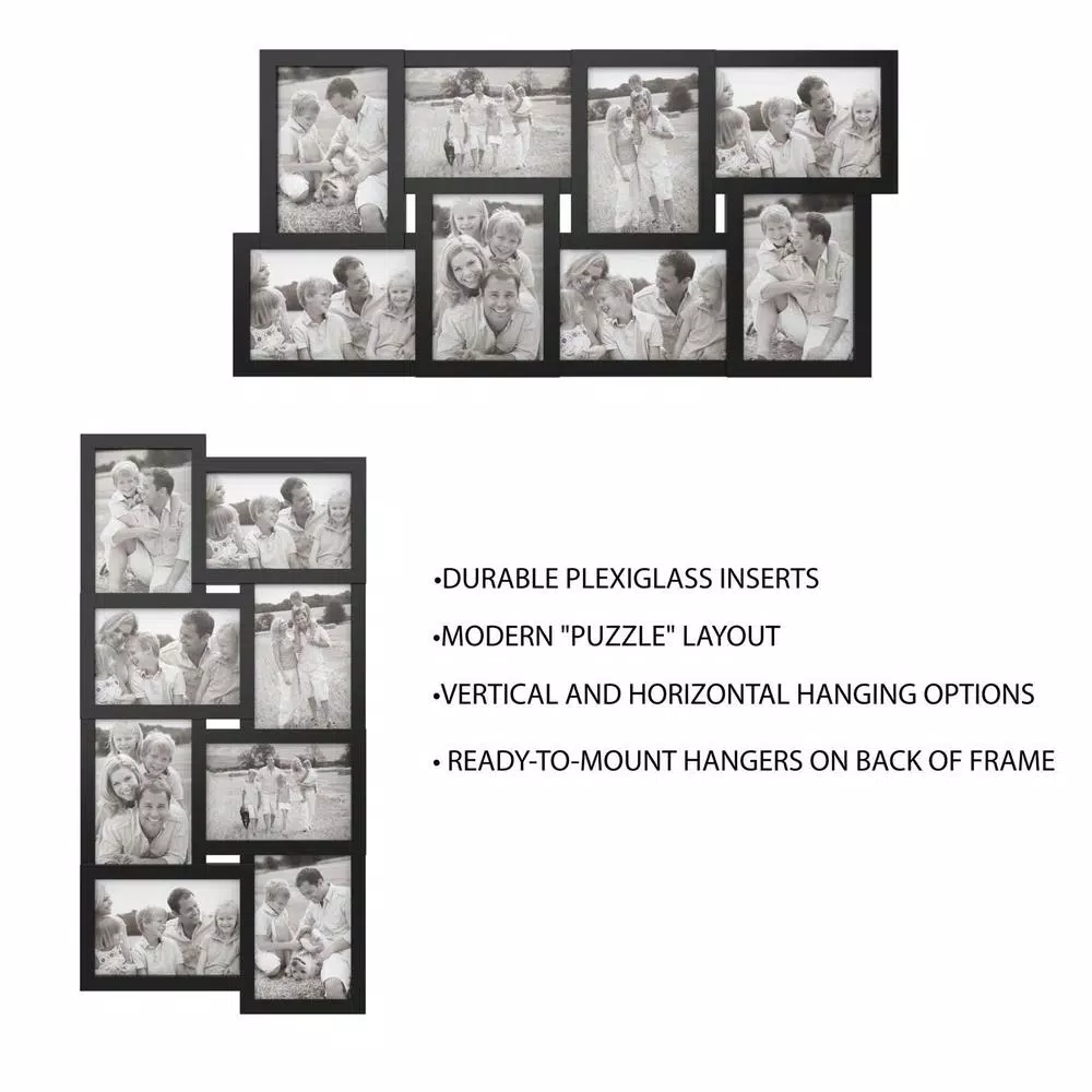 Lavish Home 8-Opening Black Matte Collage Picture Frame, 4 x 6 in. Photos