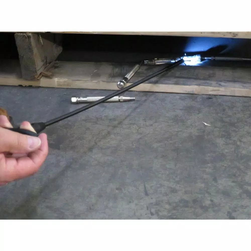 Husky 24 in. Lighted Mechanical Pickup Tool with LED and 4-Prong Steel Jaws