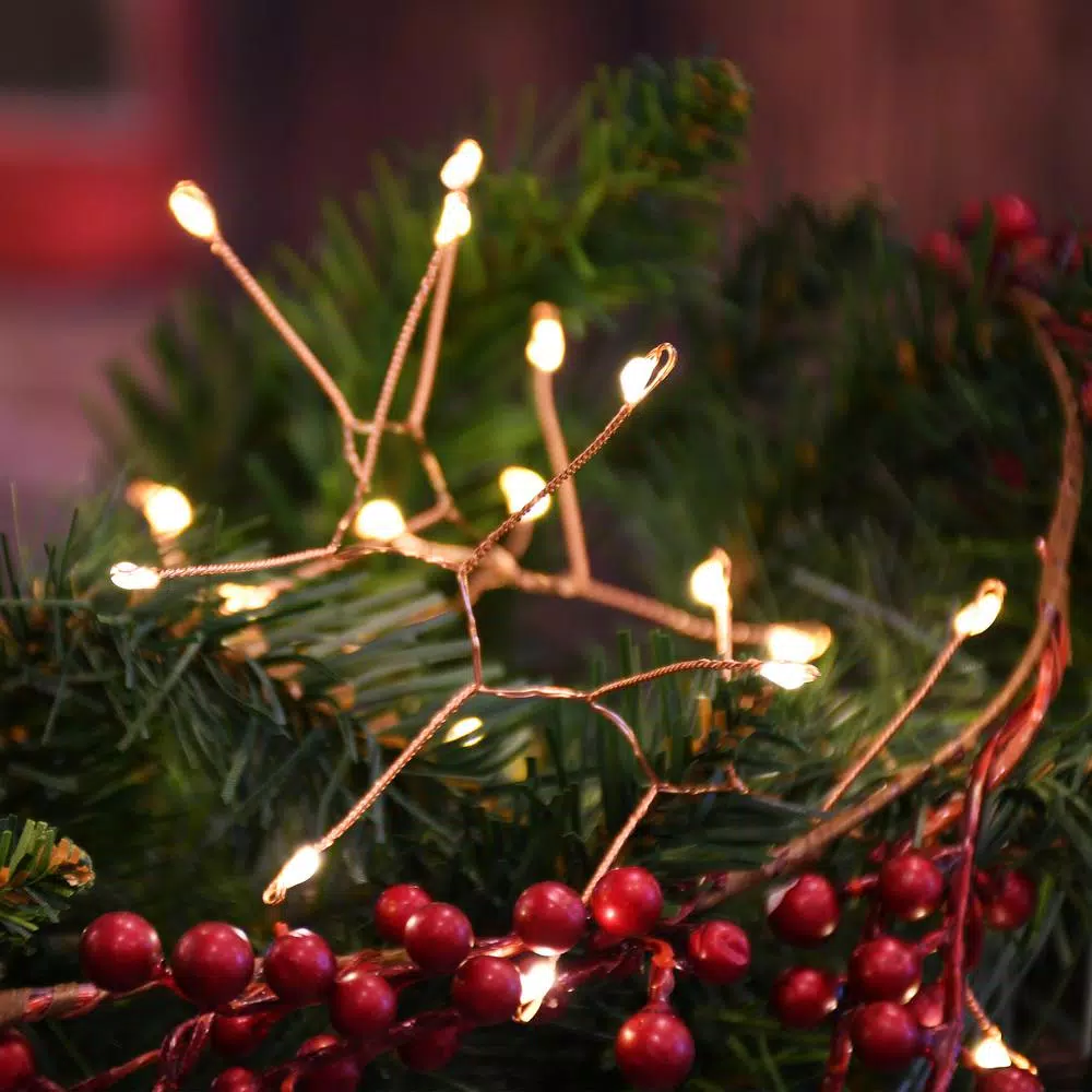 LUMABASE 100-LED Warm White Firecracker Fairy String Lights with Copper Wire, Battery Operated (Set of 2)