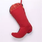 Glitzhome Red Cowboy Boot Christmas Stocking with Decorative Stars and Strap Detailing thumbnail 3