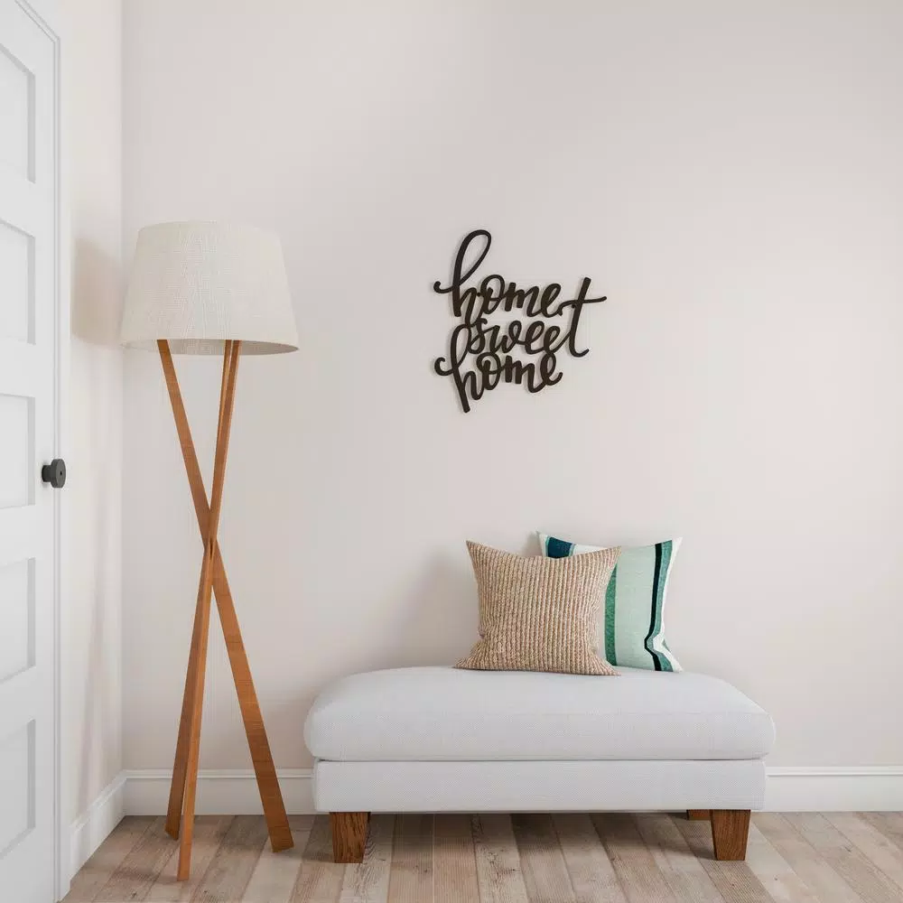 Lavish Home "Home Sweet Home" Metal Cutout Wall Decor Sign, Dark Brown