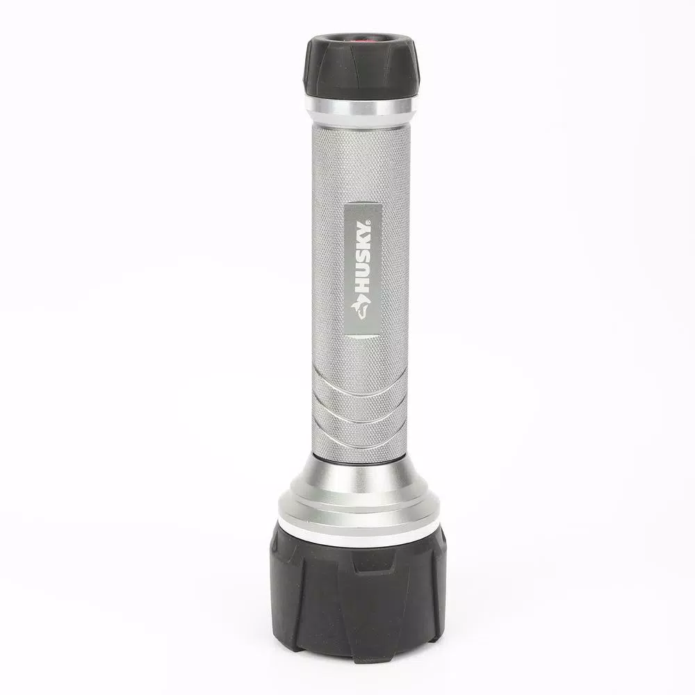 Husky 700 Lumen Dual Beam LED Flashlight, Unbreakable Aluminum, 6AA Battery Powered