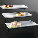 GIBSON elite Gracious Dining 4-Piece White 3-Tier Ceramic Cake Stand with Metal Rack thumbnail 2