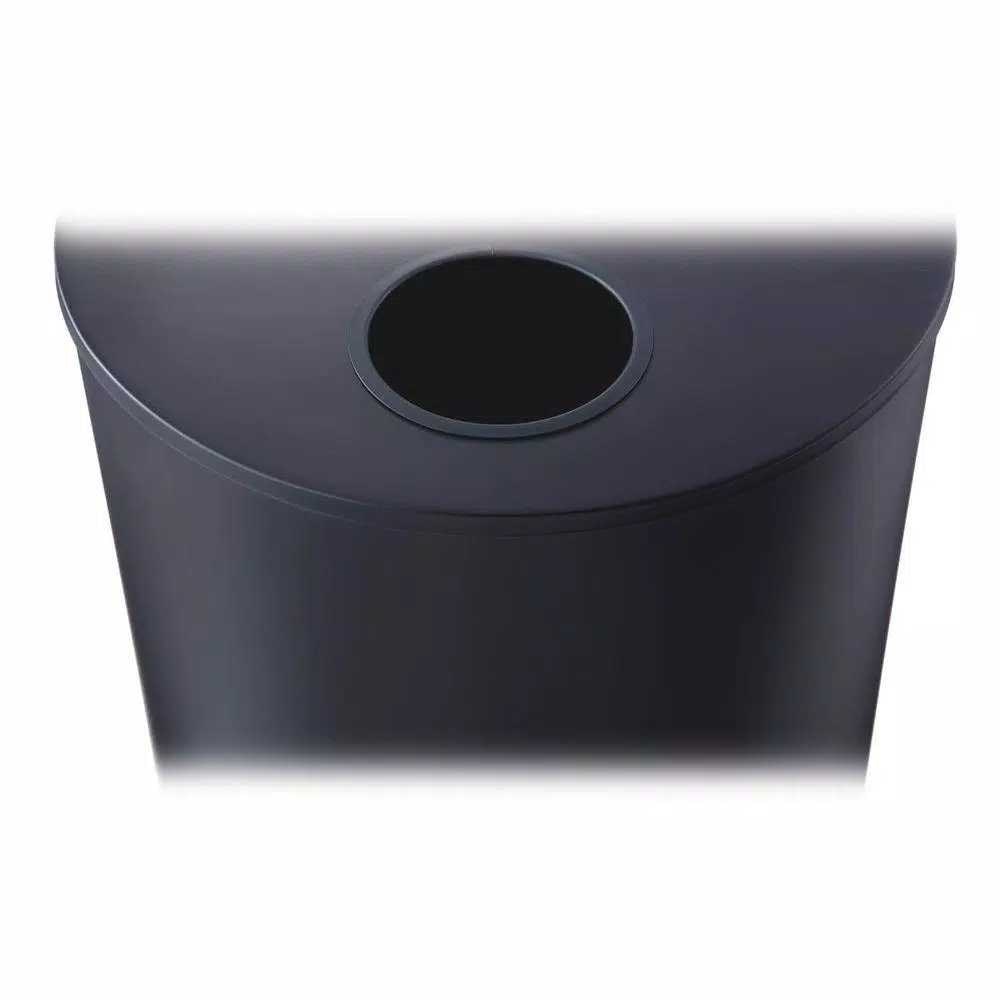 Safco 12.5 Gal. Matte Black Half-Round Steel Trash Can with 3 Interchangeable Lids