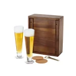 Legacy Pilsner Beer Gift Set with Acacia Wood Case, 2 Glasses, Cork Coasters, and Bottle Opener thumbnail 2