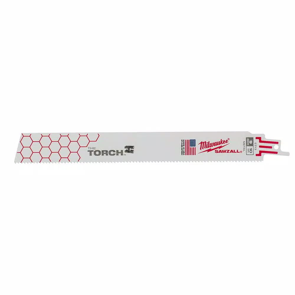 Milwaukee TORCH 9 in. 10 TPI Metal Cutting Reciprocating Saw Blades, Tough Neck & Grid Iron Design (5-Pack)