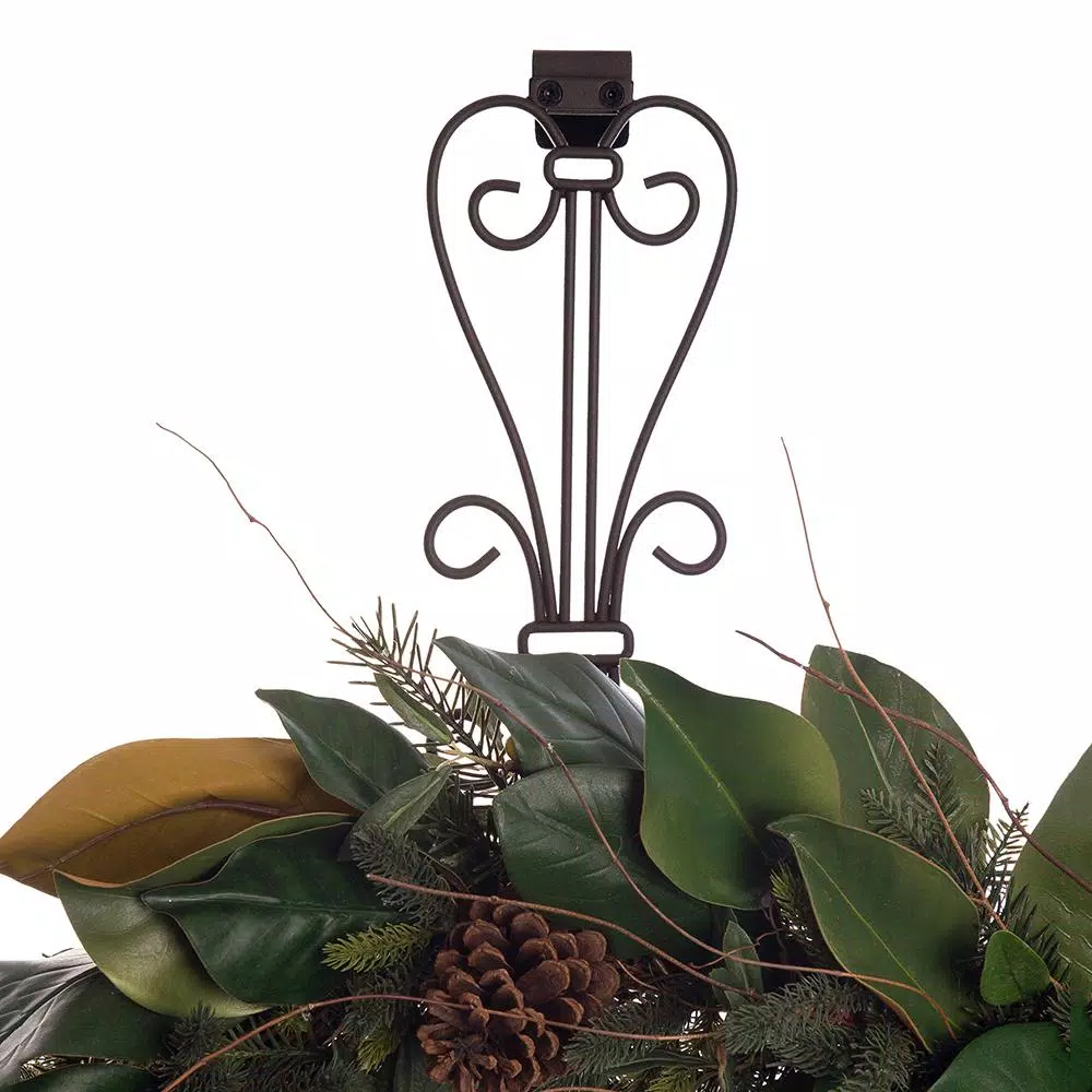 Village Lighting Company Adjustable Wrought Iron Wreath Hanger, Holds up to 20 lbs, Black