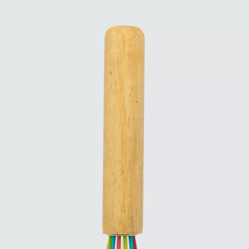 ExcelSteel 10 in. Silicone Tri-Color Whisk with Comfortable Wooden Handle