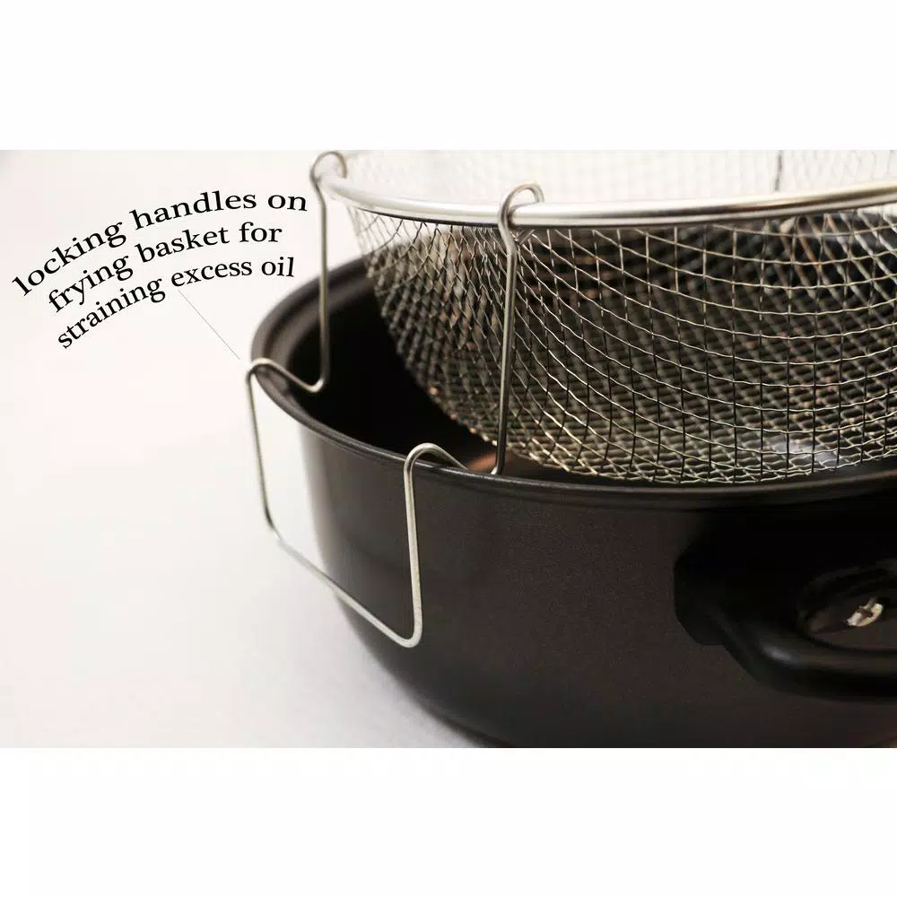 Cook Pro 4.5 Qt. Carbon Steel Deep Fryer Set with Frying Basket and Vented Glass Lid