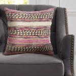 LR Resources Eclectic Pink Striped Hypoallergenic Throw Pillow, 18 x 18 in. thumbnail 5