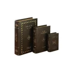 LITTON LANE Vintage Reflections Set of 3 Classic Faux Leather & Wood Book Boxes thumbnail 2