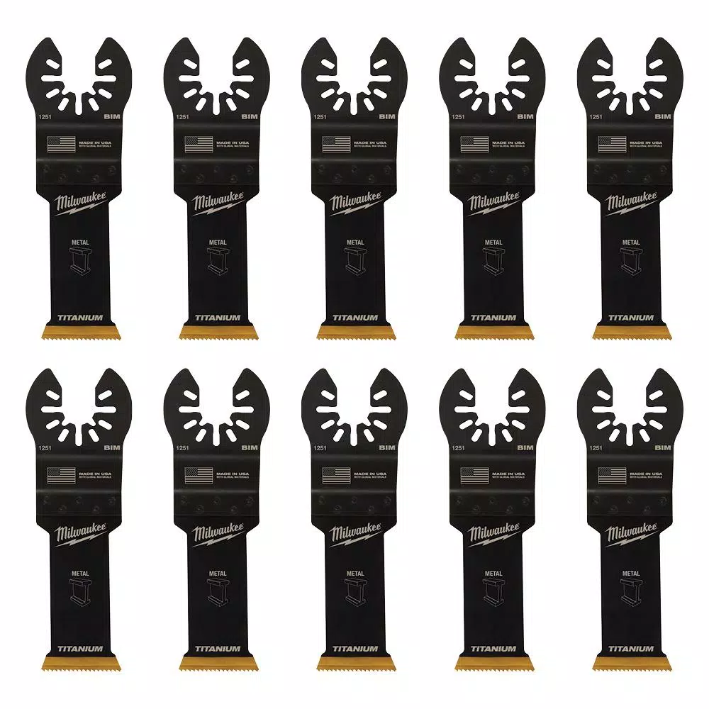 Milwaukee 1-1/8 in. Titanium Bi-Metal Universal Fit Oscillating Multi-Tool Blades, 10-Pack