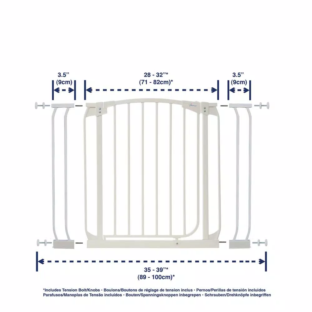 Dreambaby Chelsea Auto-Close Security Gate with Extensions, White, 29.5 in. H
