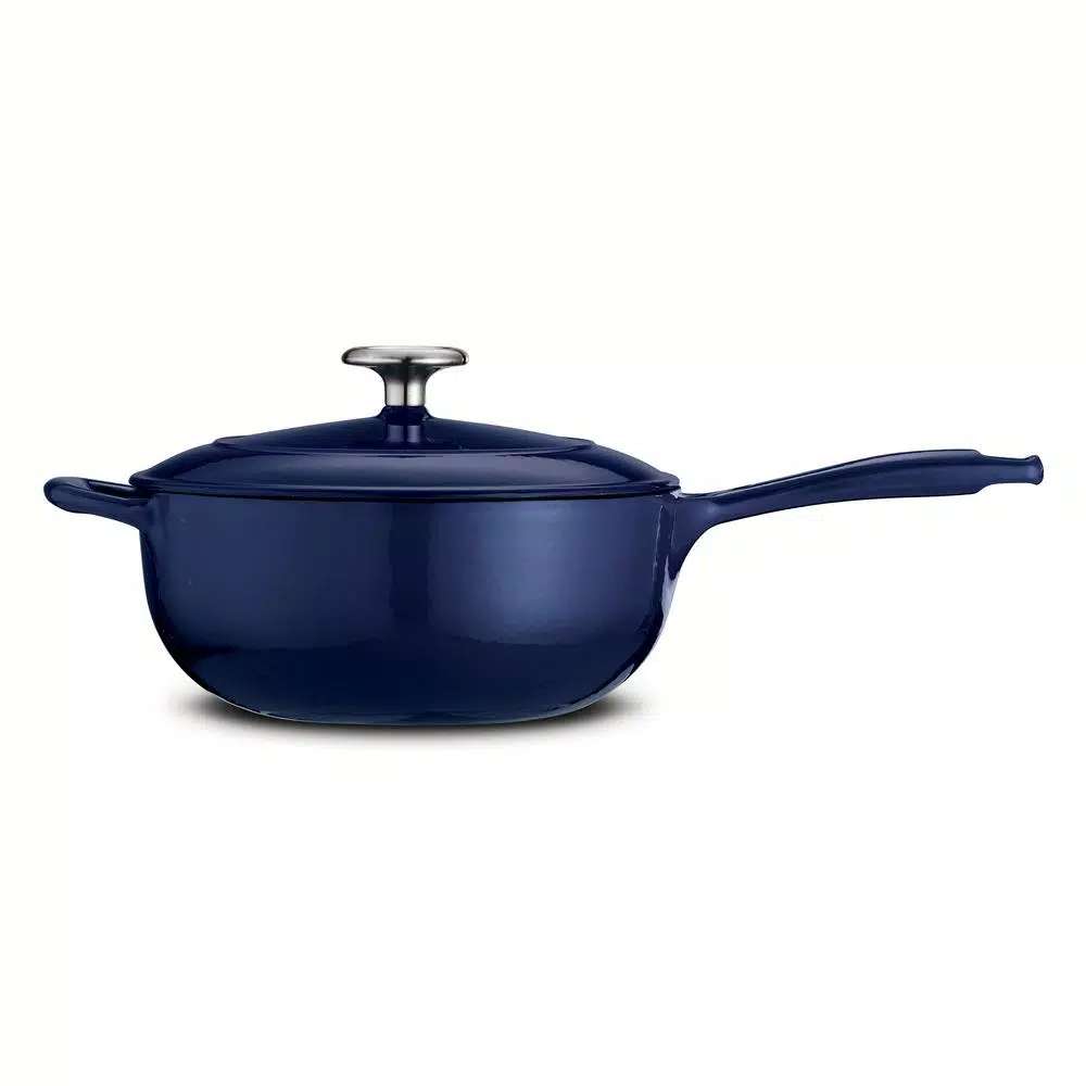 Tramontina Gourmet 3 Qt. Enameled Cast Iron Saucier with Lid, Gradated Cobalt Blue