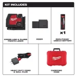 Milwaukee Green Cross Line and Plumb Points Rechargeable Laser Level, 100 ft. Range thumbnail 3