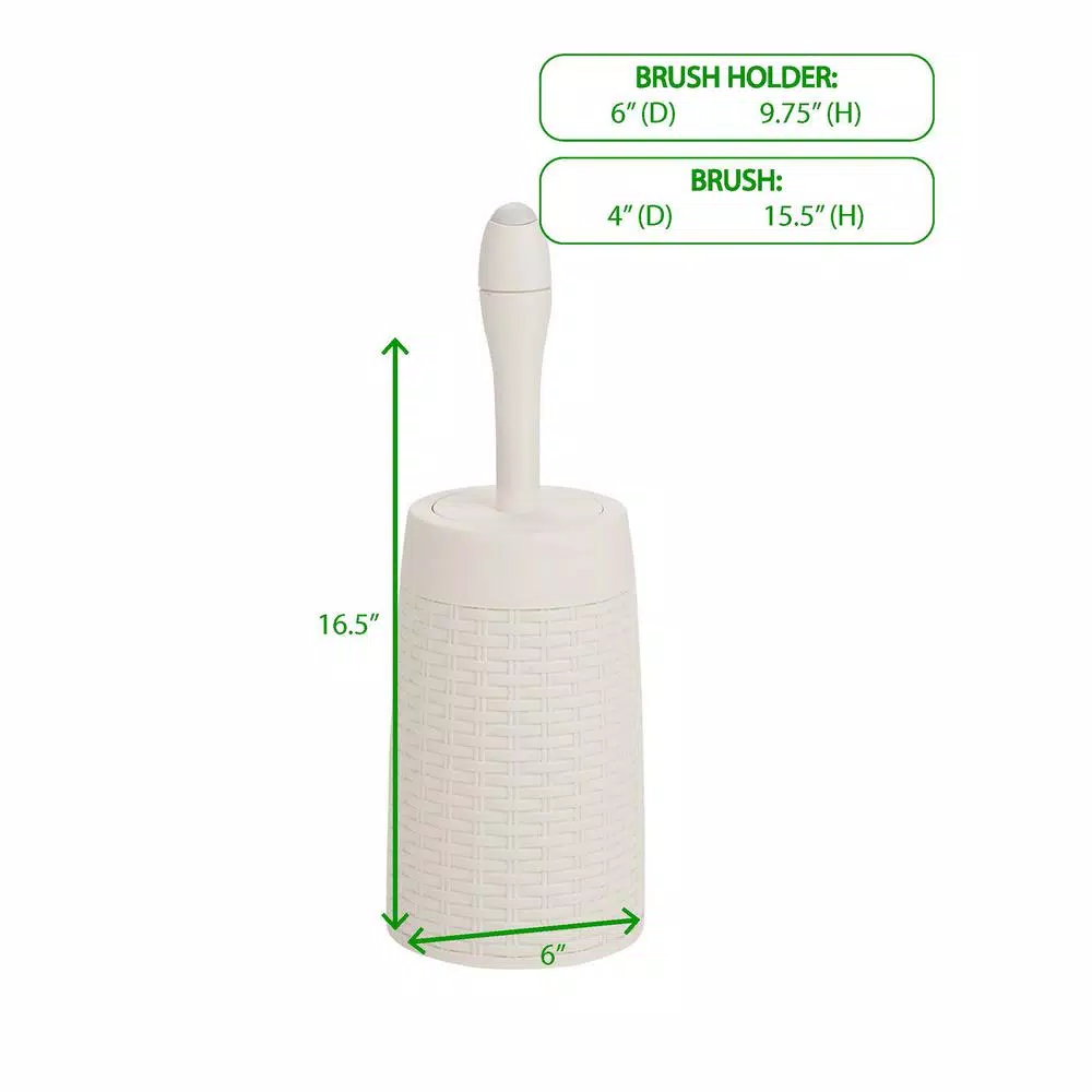 Mind Reader 12 in. Plastic Magic Toilet Brush and Holder Set in Ivory