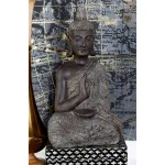 LITTON LANE Polystone Meditating Thai Buddha Sculpture - Tarnished Brown Statuary thumbnail 6