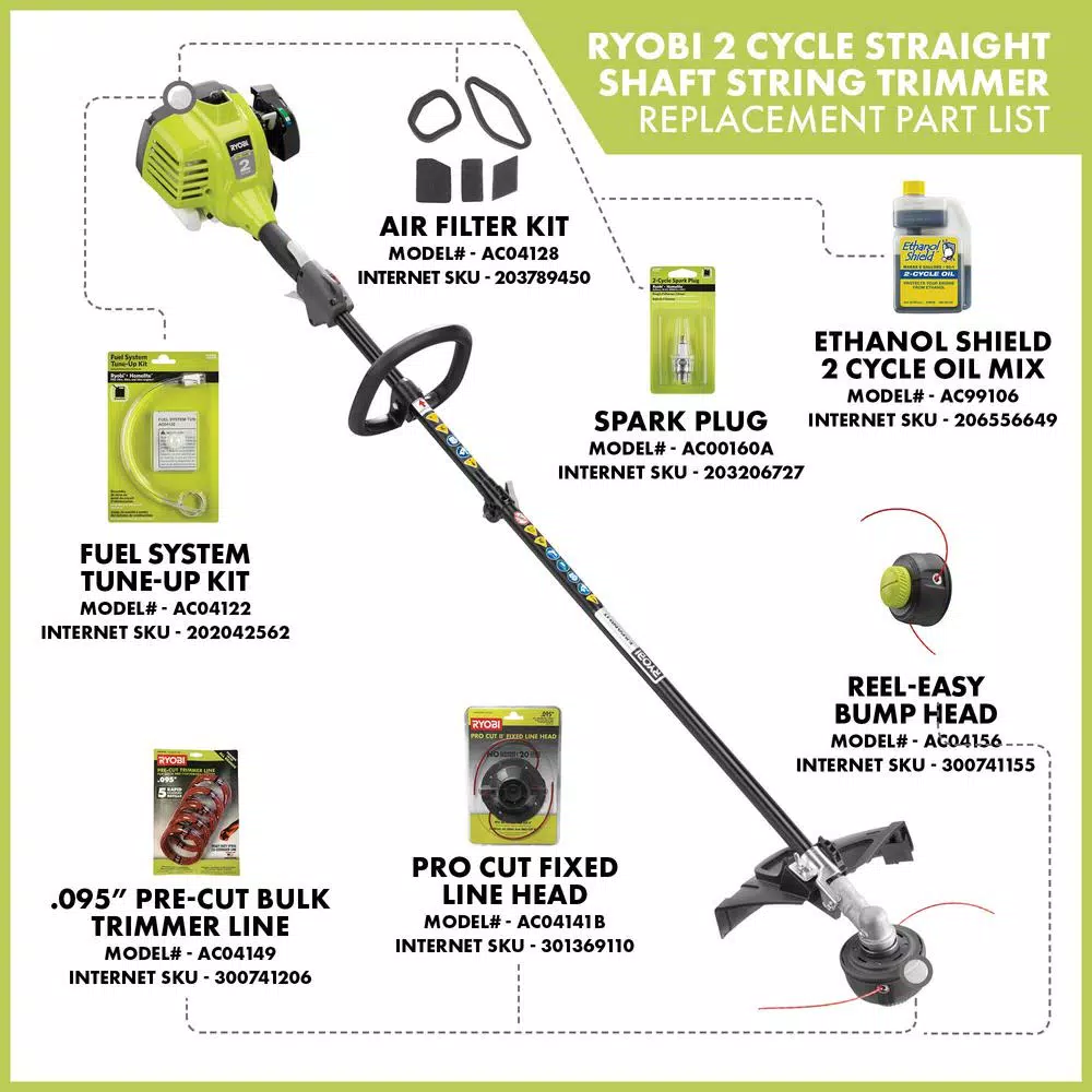 RYOBI 25 cc 2-Cycle Gas Straight Shaft String Trimmer with Ultimate Attachment Kit
