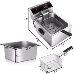 Costway 6.3 Qt. Stainless Steel Commercial Electric Deep Fryer, 2500W Silver thumbnail 2